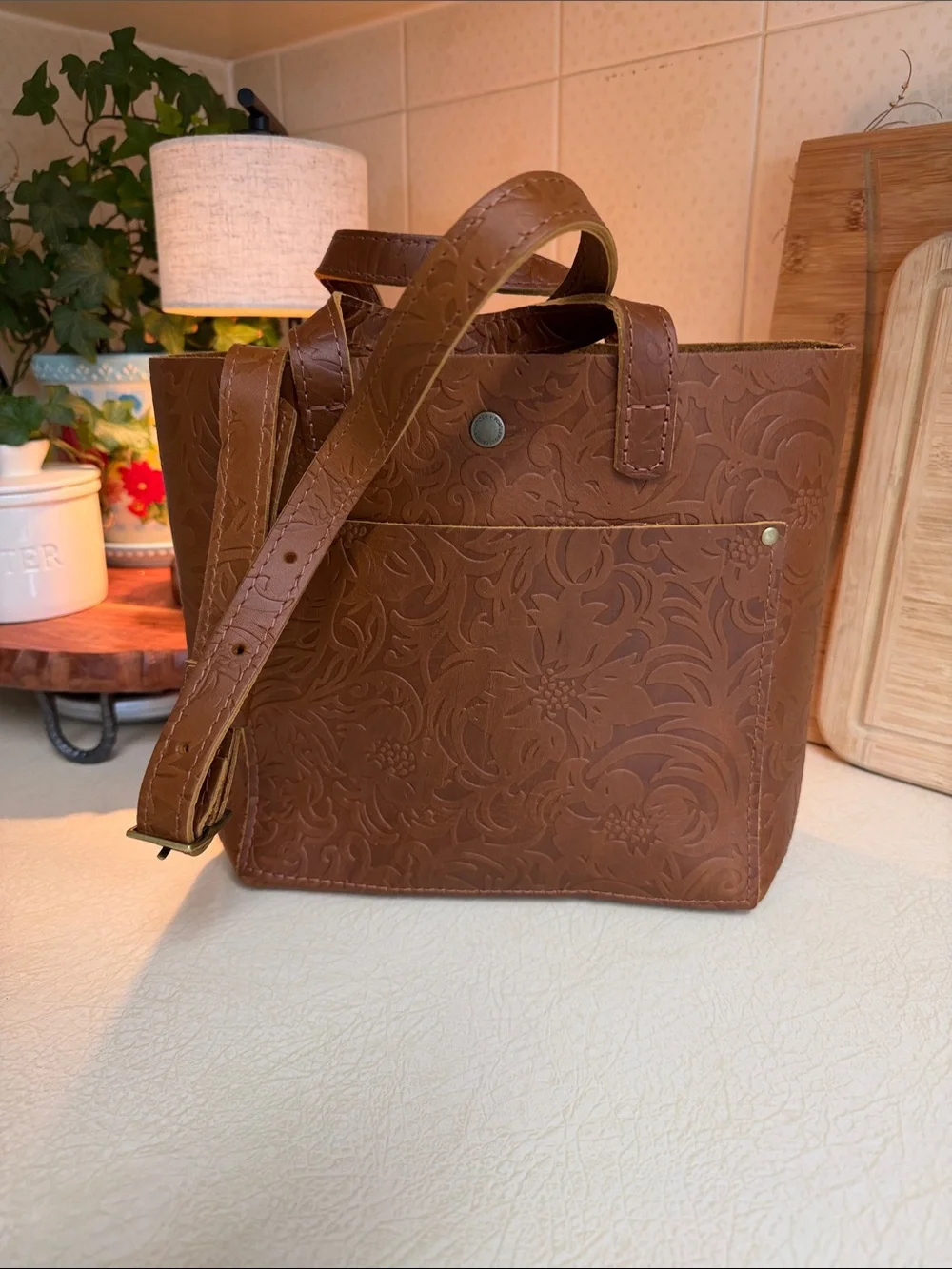 New Portland Leather Mini Crossbody Snap Tote in Meadow